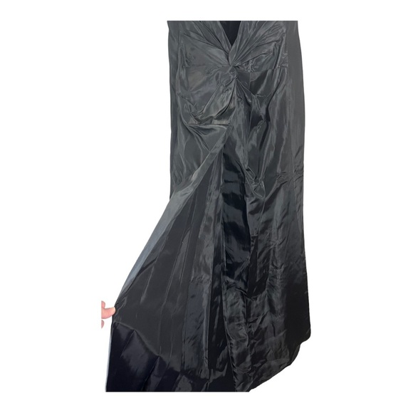 Laundry Black Bow Low Back Ruched Twist Evening Occassion Maxi by Shelli Segal - Picture 4 of 15